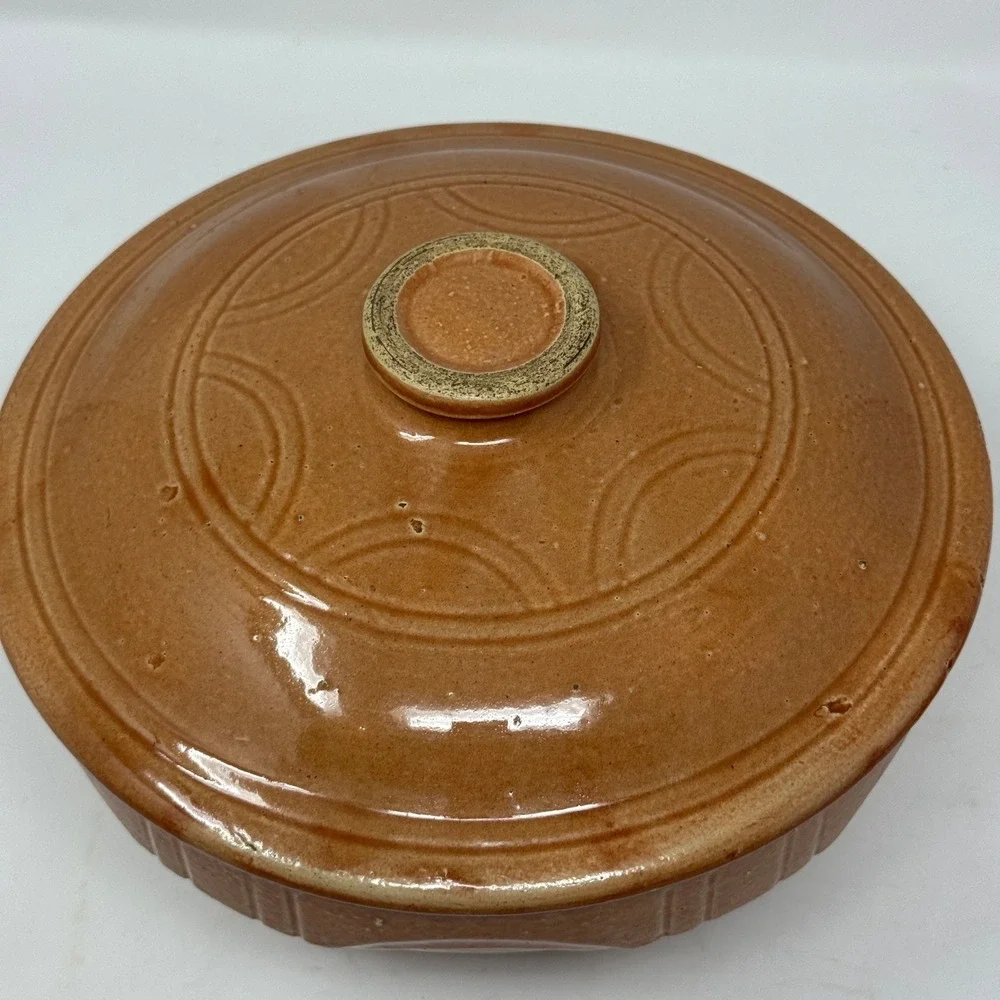 Vintage Oven Ware Made in USA 8 Stoneware Casserole Dish with Lid Retro Kitchen‎